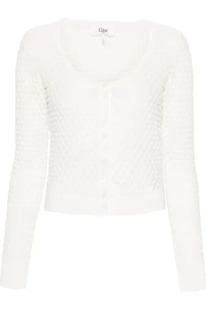 Chloé Scoop-neck pointelle-knit cardigan