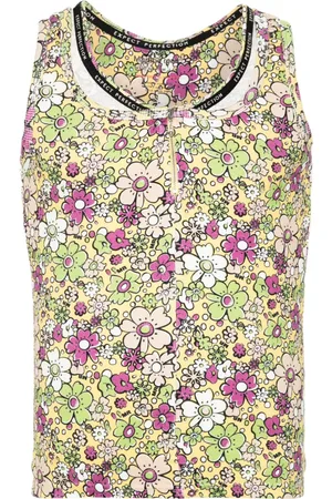 MARTINE ROSE Layered floral-print tank top