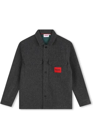HUGO BOSS Logo-appliquéd felted overshirt