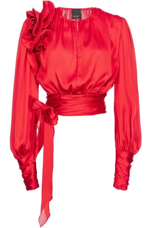 Pinko Ruffle-detail satin blouse