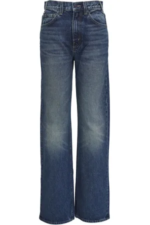 NILI LOTAN Whiskering effect mid-rise straight-legged jeans
