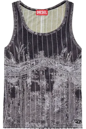 Diesel T-Stripe logo-embroidered tank top