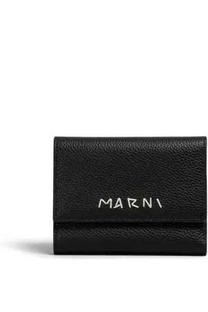 Marni Logo embroidered leather wallet