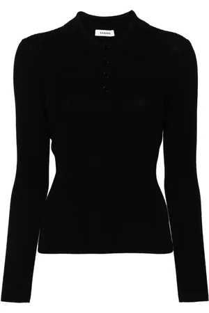 Sandro Ribbed-knit polo top