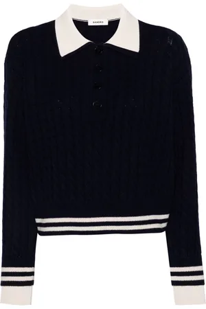 Sandro Stripe-trim knitted polo top