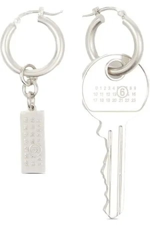 Maison Margiela Tag and Key pendant hoop drop earrings