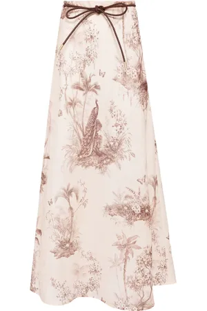 ZIMMERMANN Waverly graphic-print linen skirt
