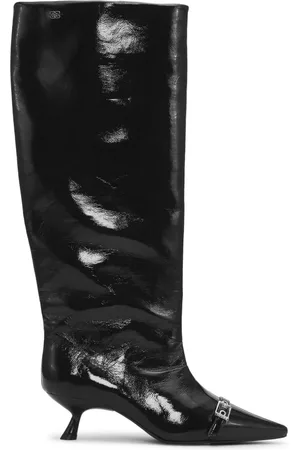 Ganni Eyelet-detail slouchy knee-high boots
