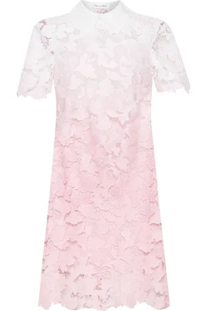 Oscar de la Renta Ombré Peony guipure shift dress