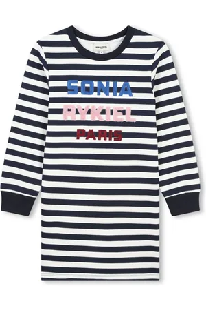Sonia Rykiel Enfant Logo-embroidered striped cotton dress