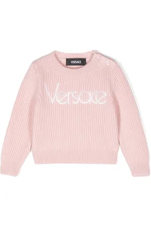 VERSACE Embroidered-logo knitted jumper