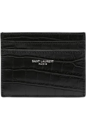 Saint Laurent Crocodile-embossed leather cardholder