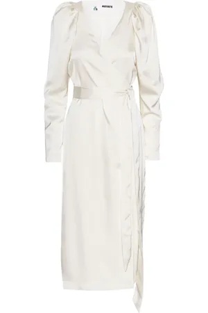 ROTATE Wrap-design satin midi dress