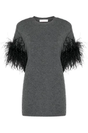 VALENTINO GARAVANI Feather-trim knitted jumper