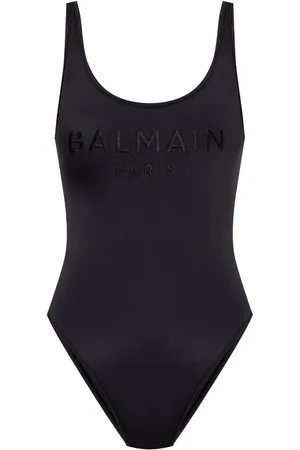 Balmain Embroidered-logo one-piece swimsuit