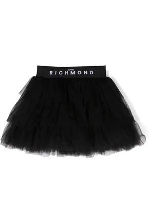 John Richmond Logo-waistband tulle skirt