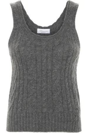 BLUMARINE Logo-embroidered cable-knit top