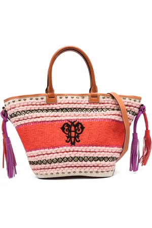 Puccini Embroidered logo striped tote bag