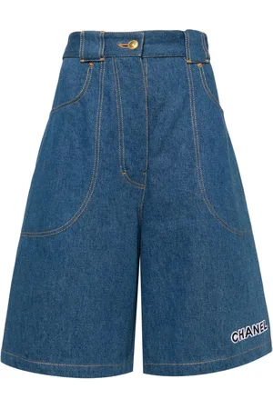CHANEL 1990-2000’s contrasting stitching denim shorts