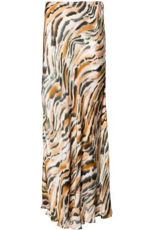 Twin-Set Animal-print satin maxi skirt