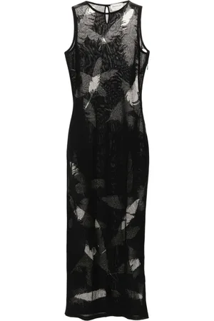 Alexander McQueen Feather-intarsia pencil dress