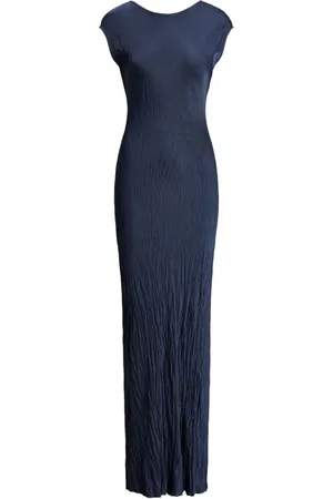 Ralph Lauren Crinkled satin short-sleeve gown
