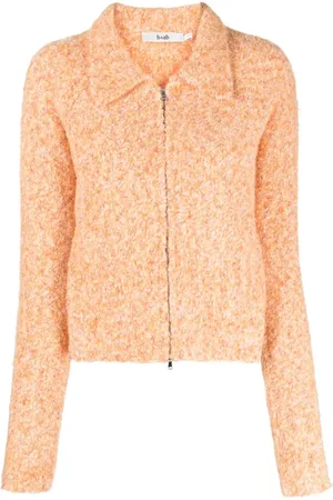 B+AB Pointed-collar zip-up cardigan