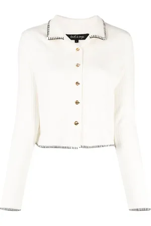 tout a coup Ribbed whipstitch-trim cropped jacket