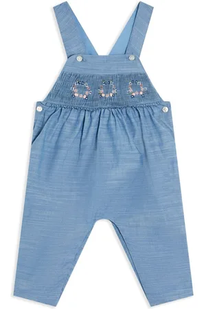 Tartine Et Chocolat Floral-embroidered cotton dungarees