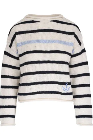 VERONICA BEARD Embroidered-logo striped jumper