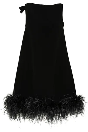 VALENTINO GARAVANI Feather-trim midi dress
