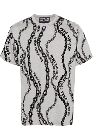 VERSACE Flocked-print cotton T-shirt
