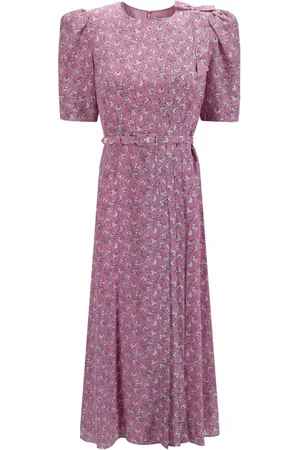 Alessandra Rich Clover-print belted silk dress