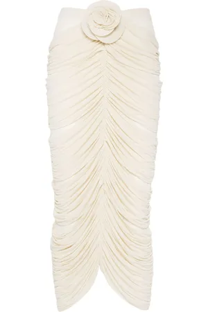 MAGDA BUTRYM Rose-appliqué ruched skirt