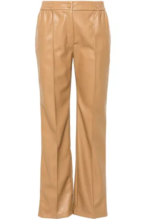 Twin-Set Oval T-plaque faux-leather trousers
