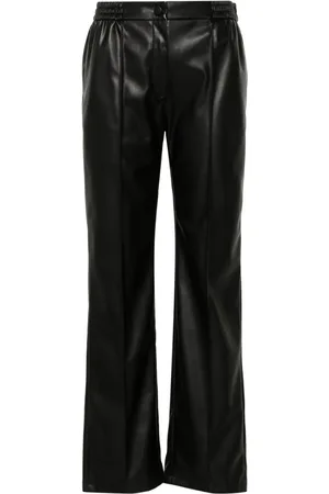 Twin-Set Oval T-plaque faux-leather trousers