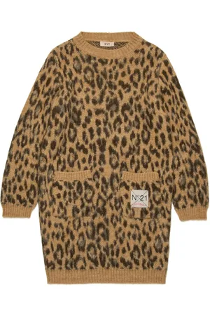 Nº21 Leopard-print wool-blend dress