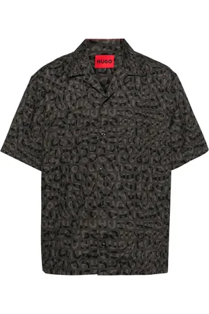 HUGO BOSS Seasonal-print oversized-fit shirts