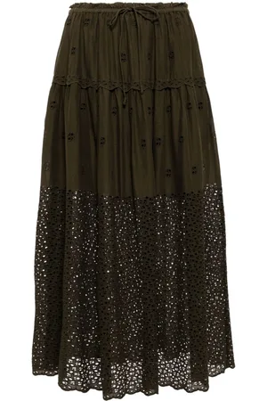 ULLA JOHNSON Embroidered a-line skirt