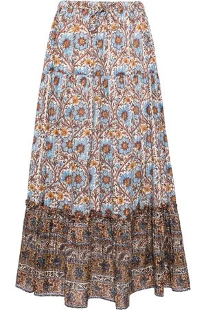 ULLA JOHNSON Paige Caspia-print drawstring skirt