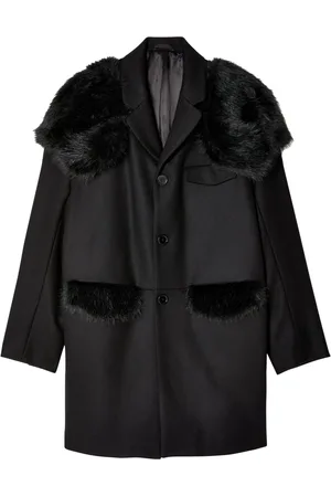 Simone Rocha Faux-fur panelling boxed-cut coat