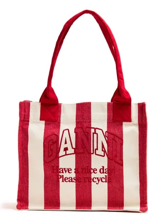 Ganni Large striped tote bag