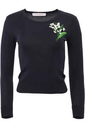 Carolina Herrera Floral-embroidered fine-knit jumper