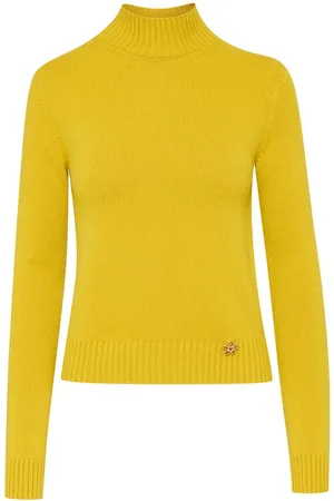 Oscar de la Renta O Flower mock-neck cashmere jumper