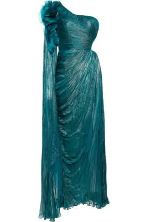 IRIS SERBAN Floral-appliqué one-shoulder gown