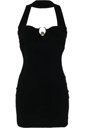 Roberto Cavalli Logo-plaque halterneck mini dress
