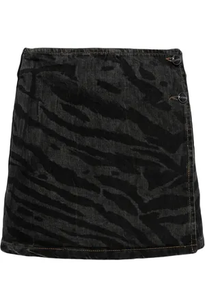 Ganni Zebra-print denim miniskirt