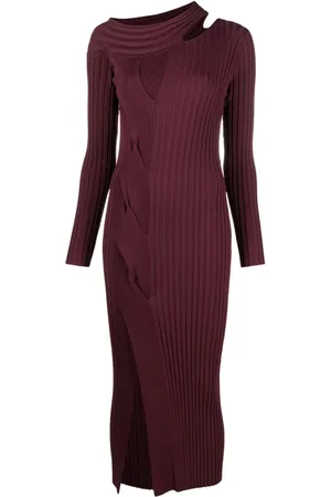 Diane von Furstenberg Cassie asymmetric-neck ribbed-knit dress