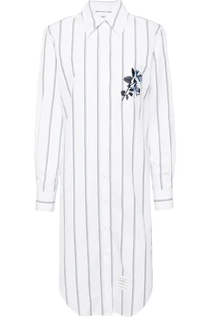 Thom Browne Embroidered striped shirt dress