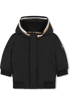 HUGO BOSS Striped-edge hooded parka